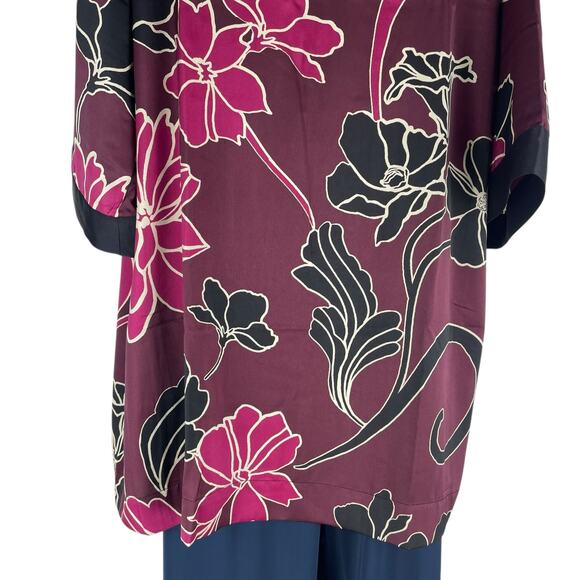 Chico's Travelers Floral Printed Kimono Jacket Deep Chianti Size L/XL - Picture 10 of 11